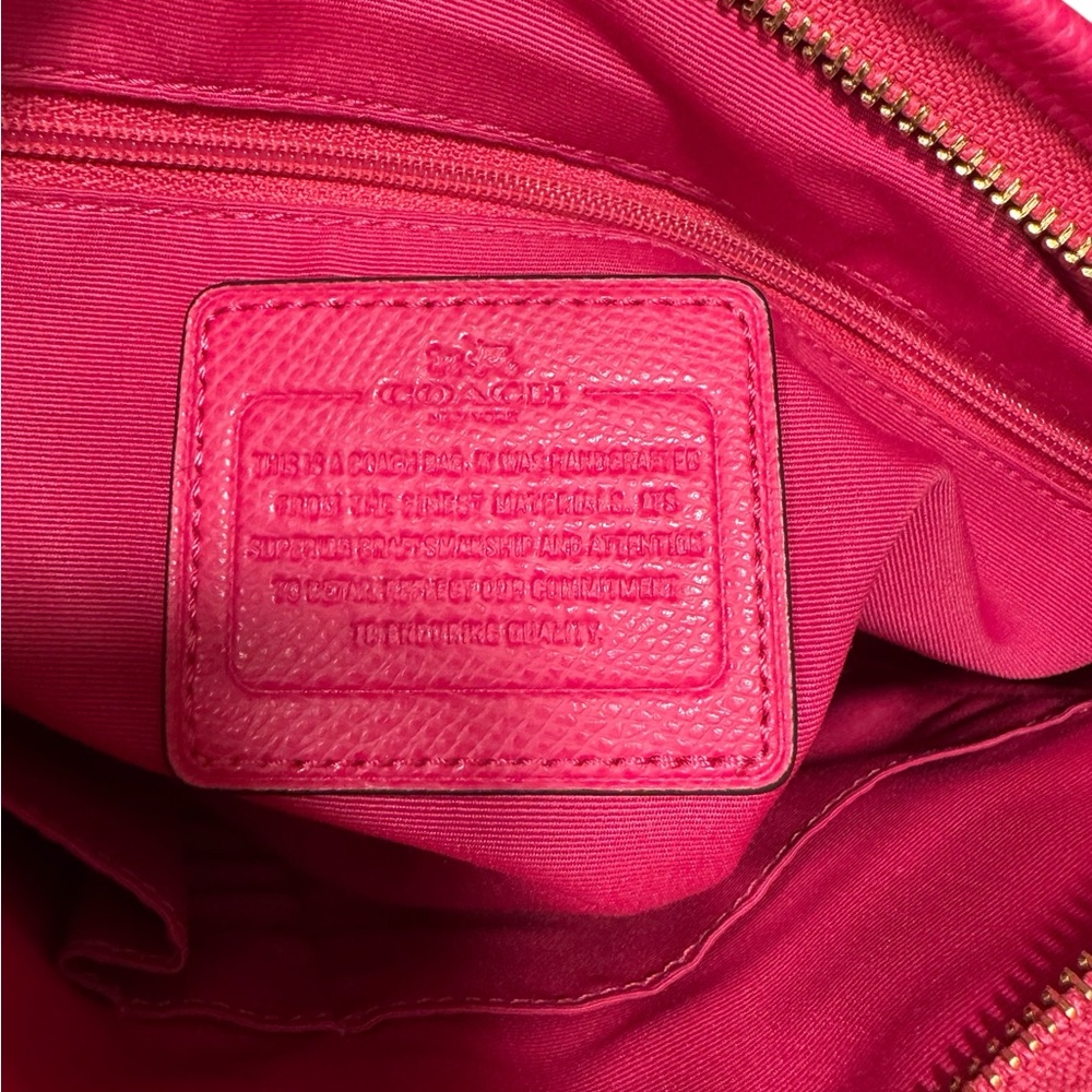 EUC Coach Brown Signature Crossbody with Pink Trim - Picture 12 of 13